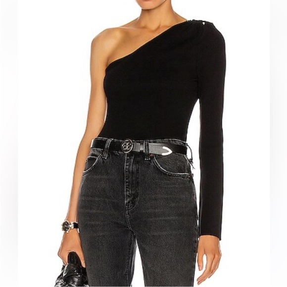 bebe Tops - bebe One-Shoulder Black stretch one shoulder top